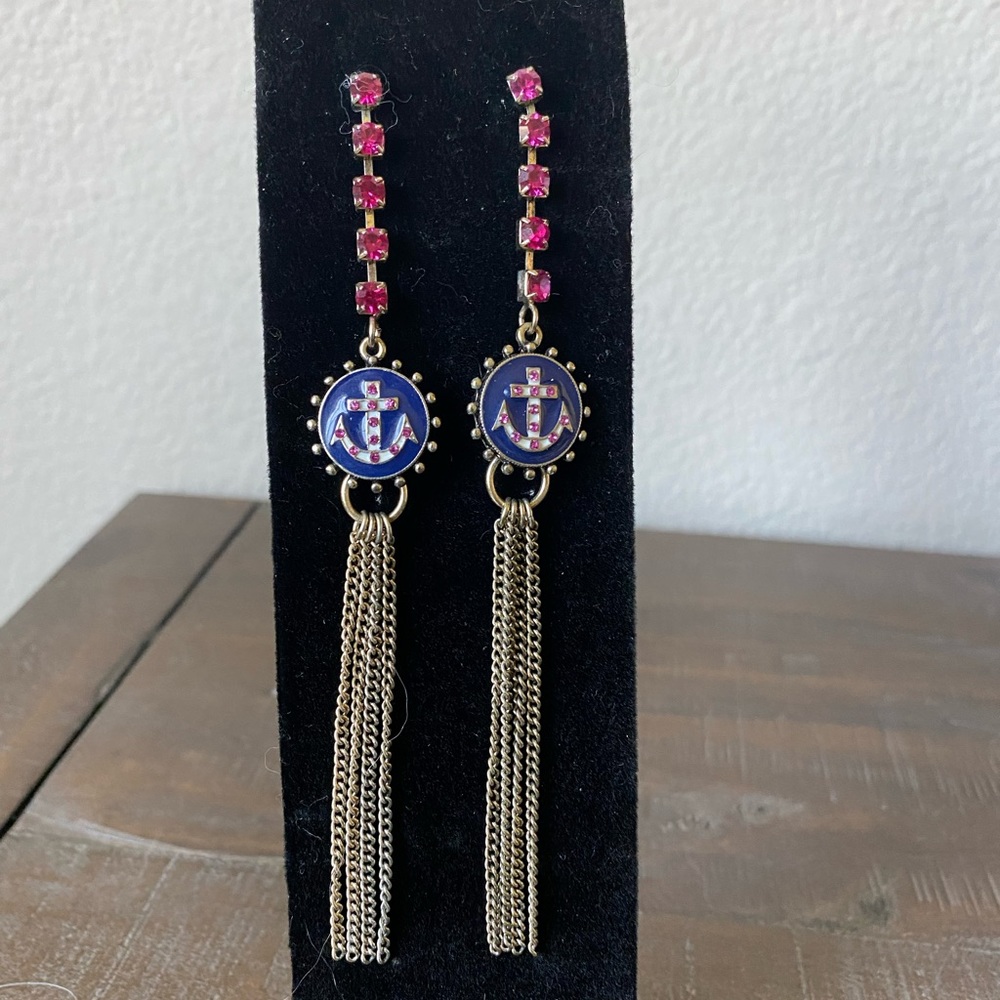 NWOT RARE Betsey Johnson Nautical Anchor Earrings